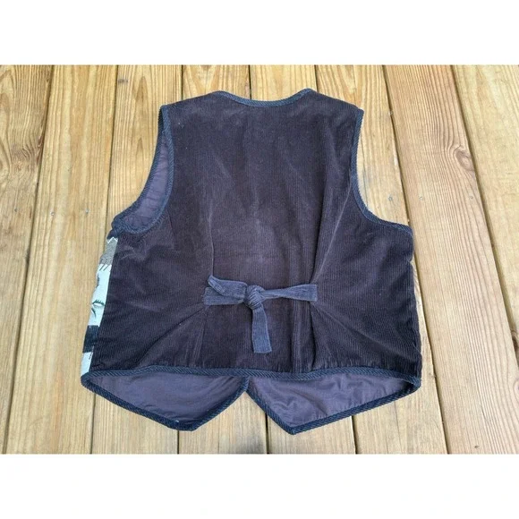 Vintage 90s New Directions Wool Blend 2X Brown Floral Button Up Vest Embroidered - Picture 7 of 7